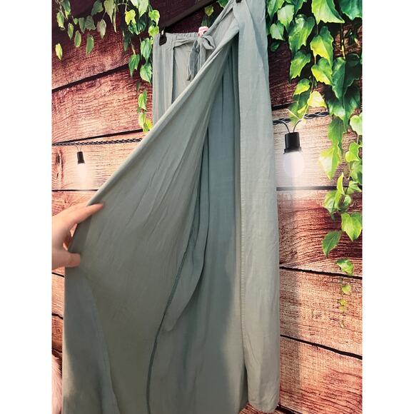 Renamed Open Wide Leg Boho Pants Festival Beachy Flowy Sage Green Women's Medium - Picture 4 of 6